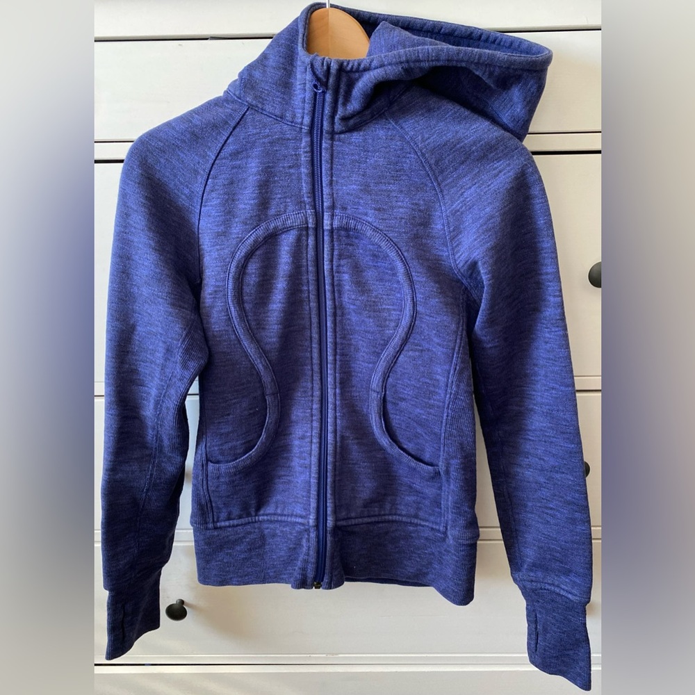 Lululemon Athletica Scuba Full Zip Hoodie Purple Sz 4 Hoody Sweater Embroidered